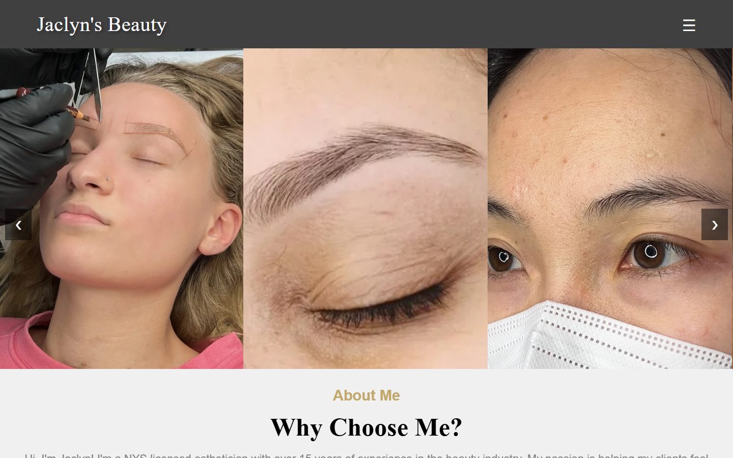 Homepage of jaclynbeauty.com